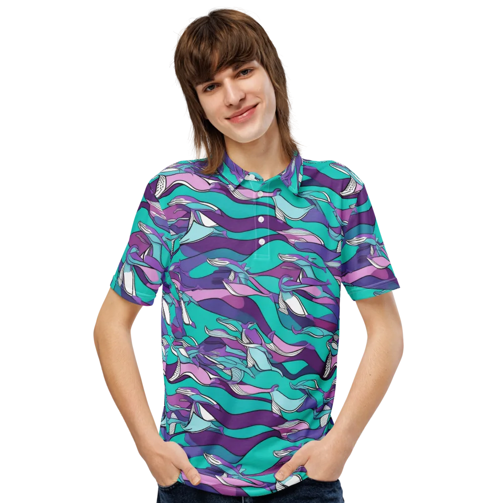 Neon Migrations on Men's Slim Fit Polo Shirt — Front
