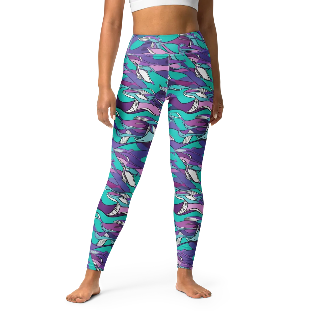 Neon Migrations on Yoga Leggings — Front