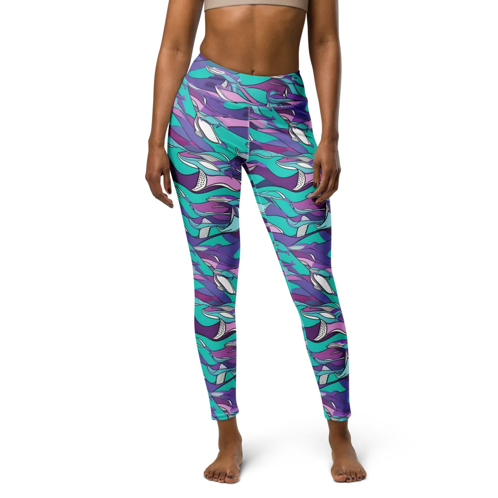 Neon Migrations on Yoga Leggings — Front