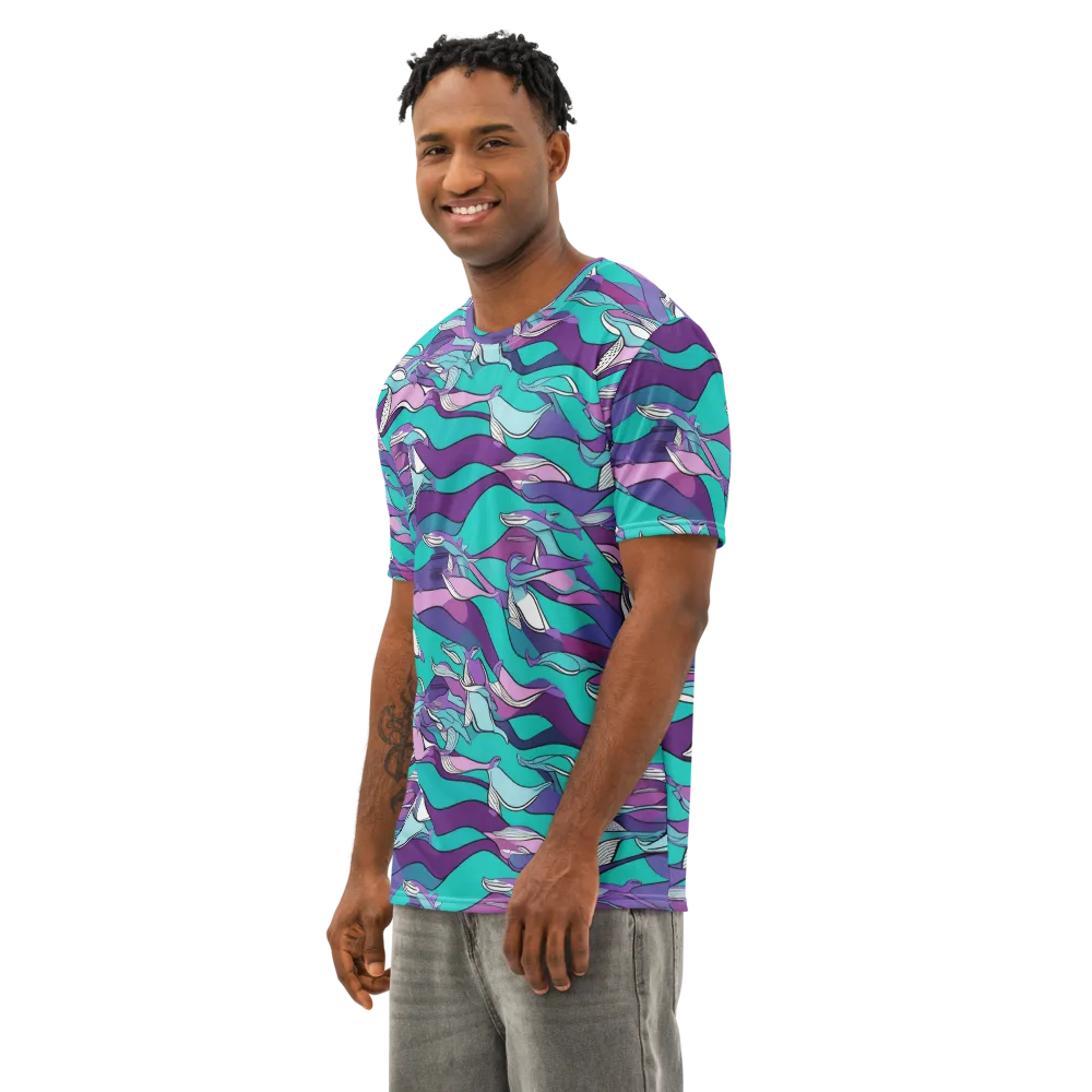 Neon Migrations on Men's Cotton Crew Neck T-Shirt — Left Front