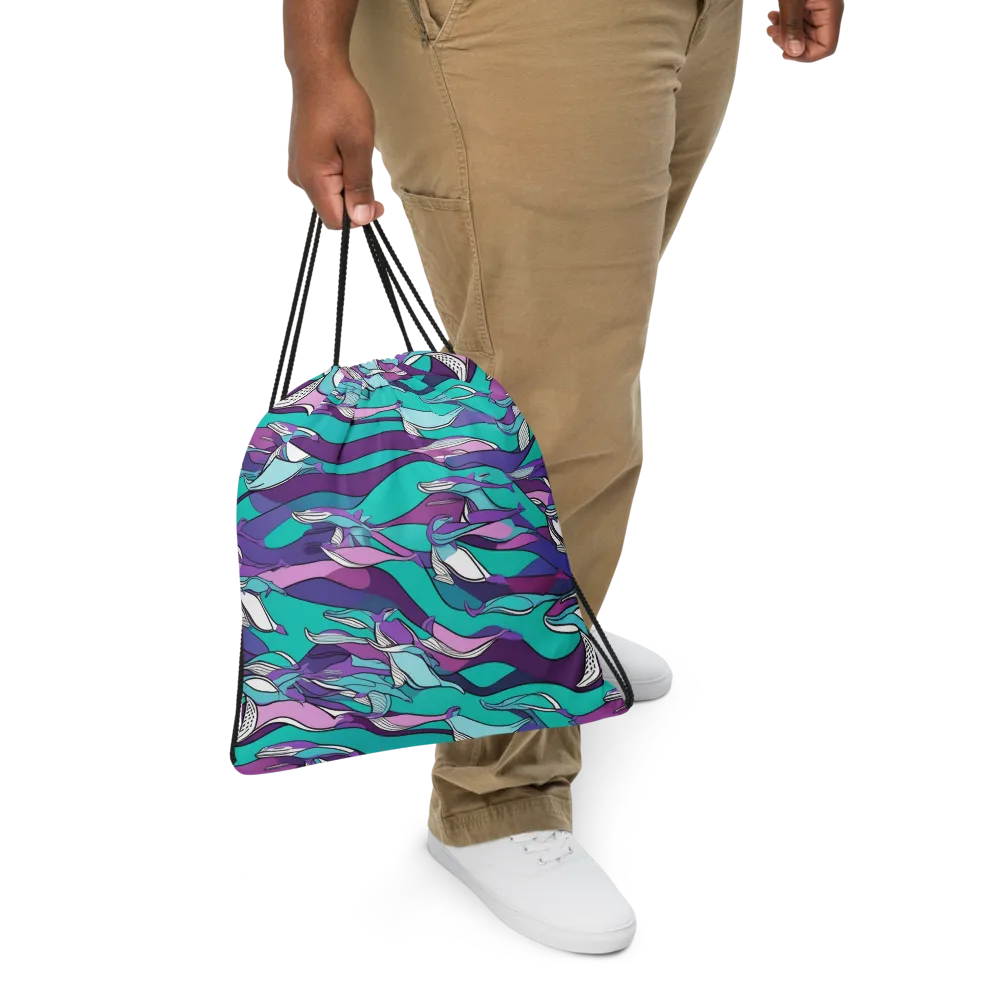 Neon Migrations on Drawstring Bag — Front
