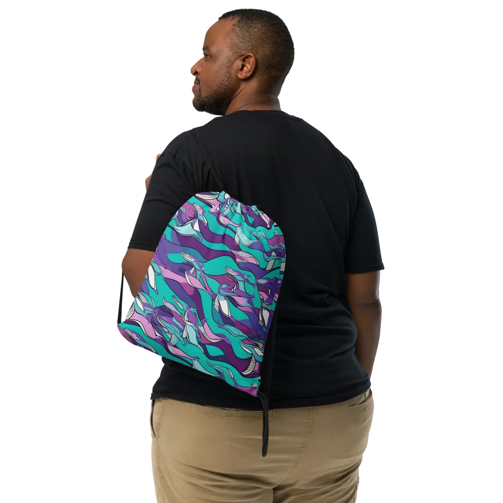 Neon Migrations on Drawstring Bag — Front