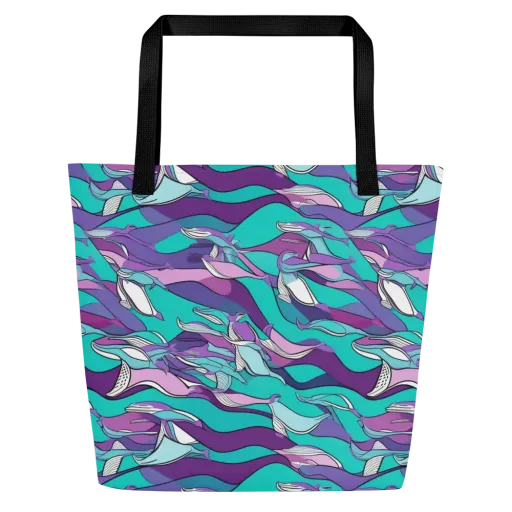 Neon Migrations on a Large Tote Bag W/ Pocket
