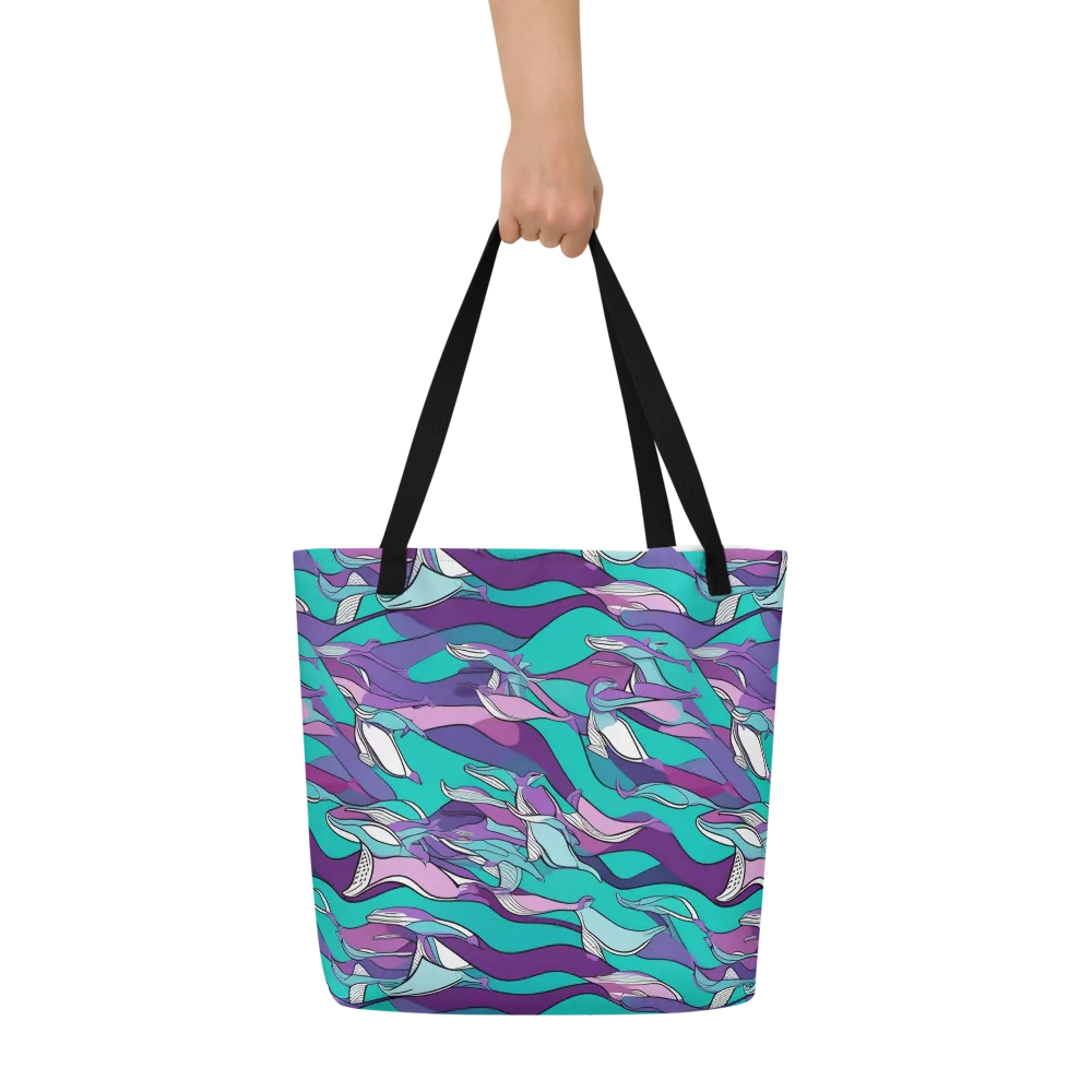 Neon Migrations on Large Tote Bag W/ Pocket — Front
