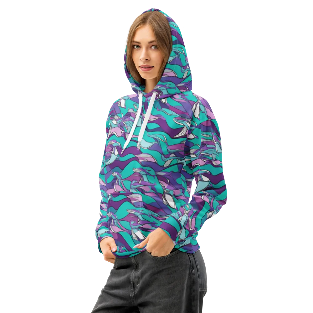 Neon Migrations on Cotton Hoodie — Left Front