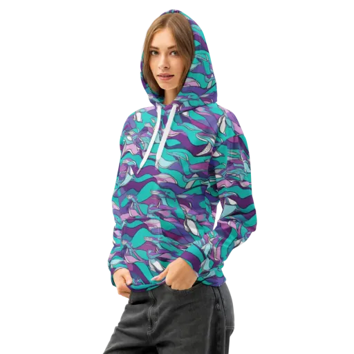 Neon Migrations on a Cotton Hoodie