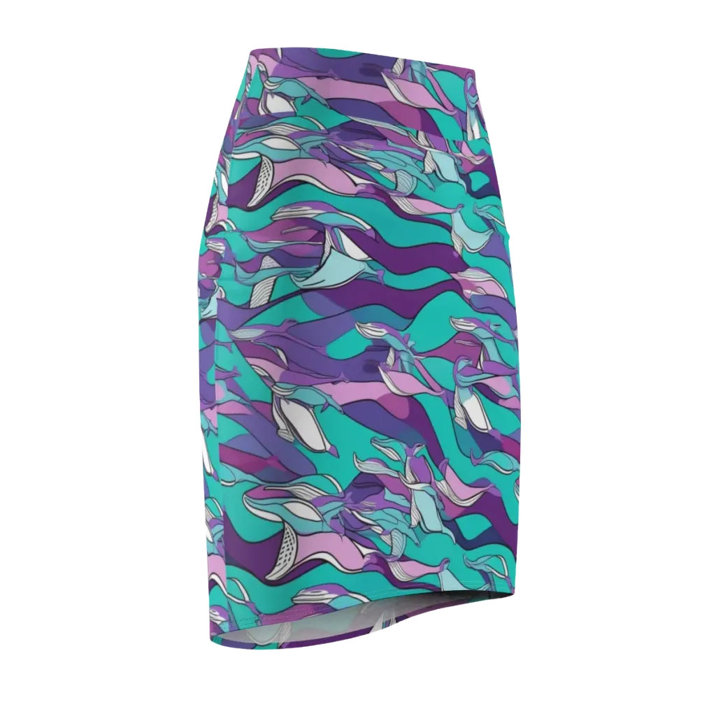 Neon Migrations on Pencil Skirt — Front Side