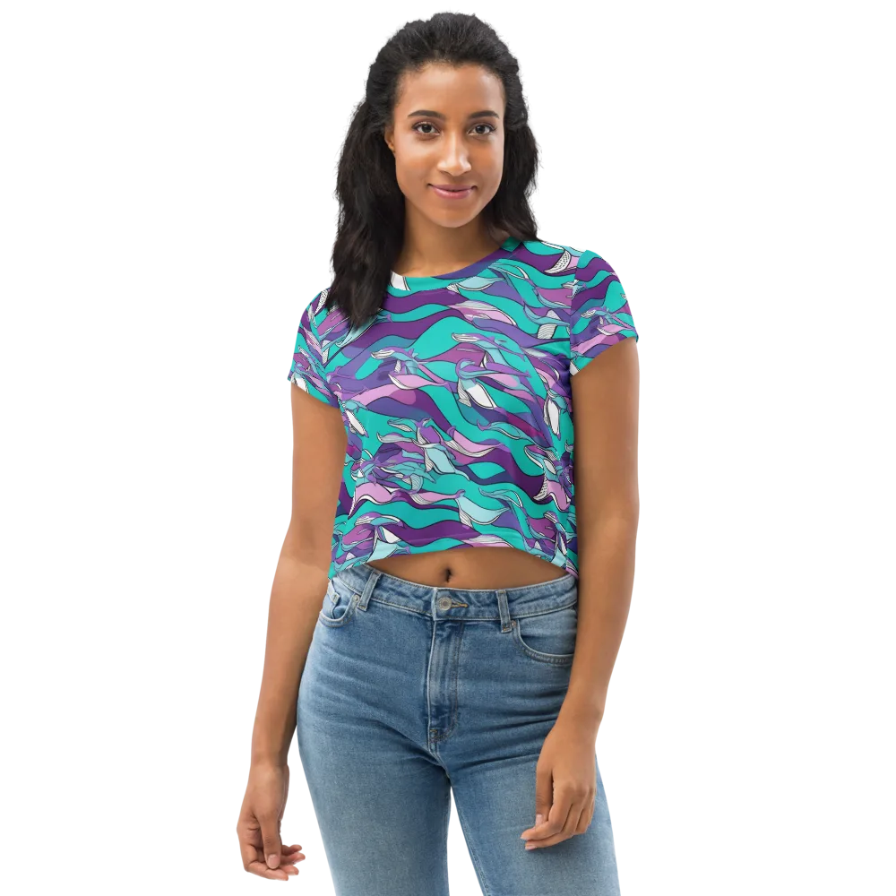 Neon Migrations on Crop Tee — Front