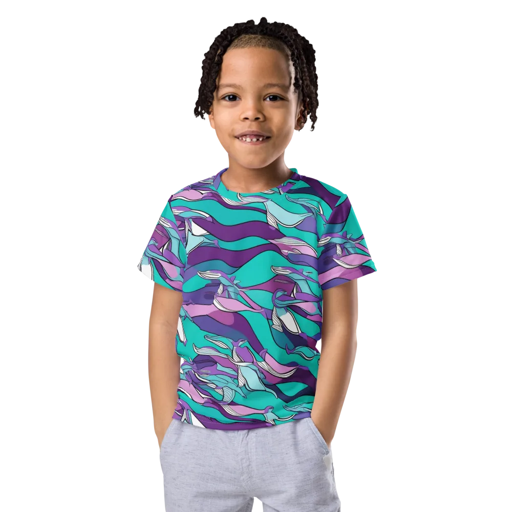 Neon Migrations on Kids Crew Neck T-Shirt — Front