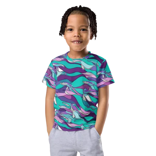 Neon Migrations on a Kids Crew Neck T-Shirt