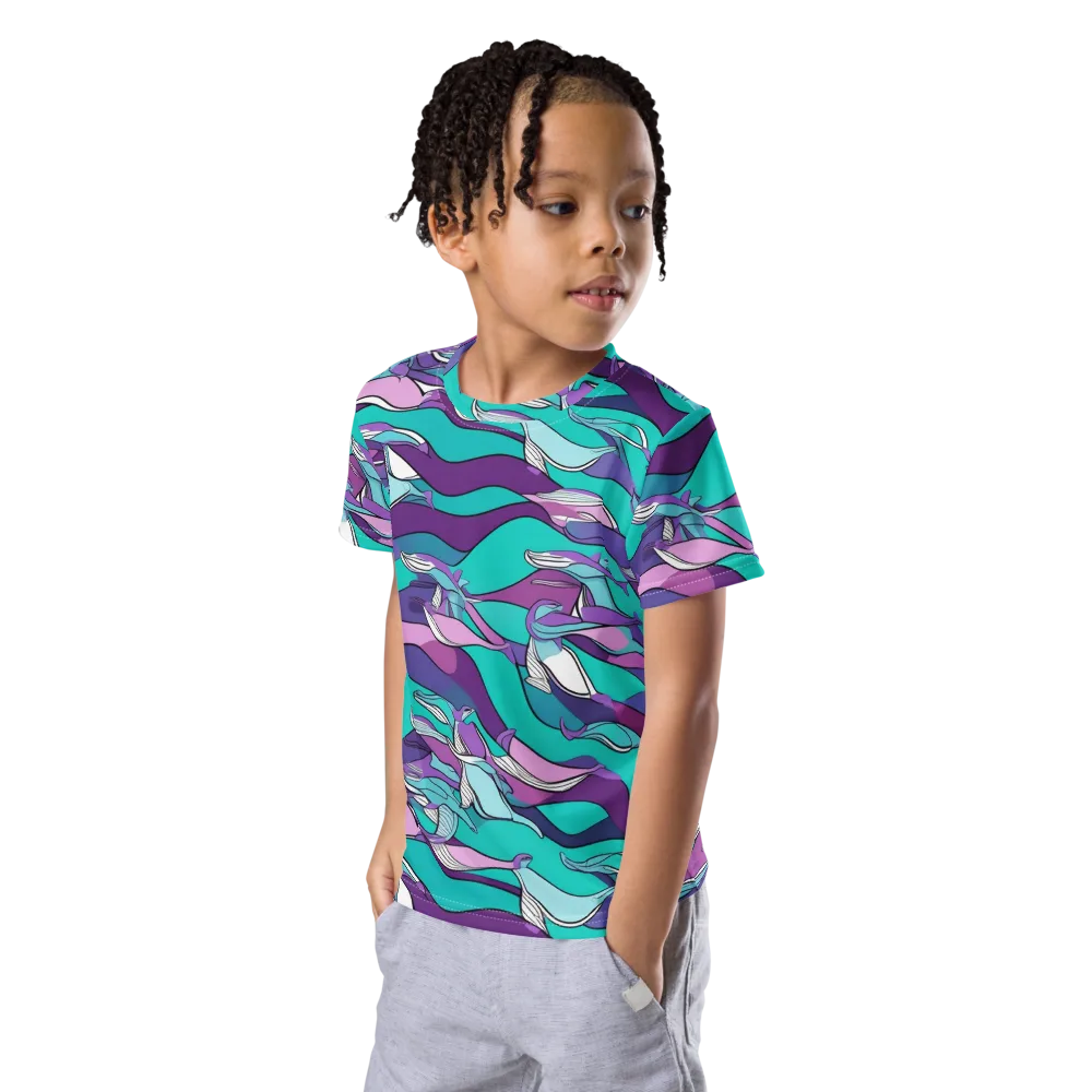 Neon Migrations on Kids Crew Neck T-Shirt — Left Front