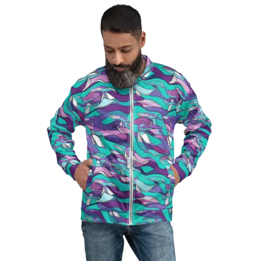 Neon Migrations on a Bomber Jacket