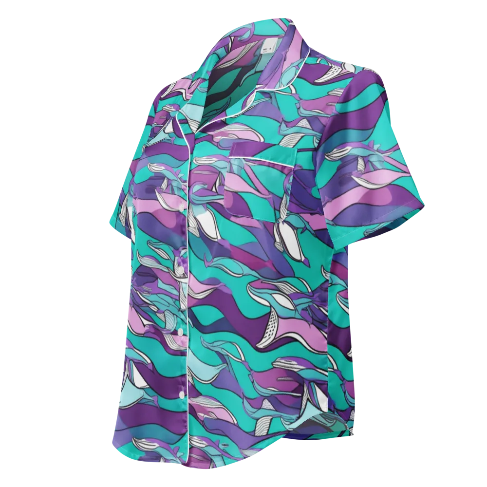 Neon Migrations on Women's Short Sleeve Pajama Top — Left Front
