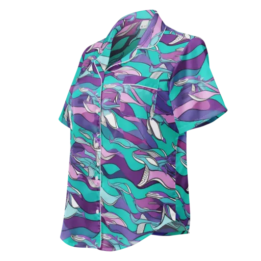 Neon Migrations on a Women's Short Sleeve Pajama Top