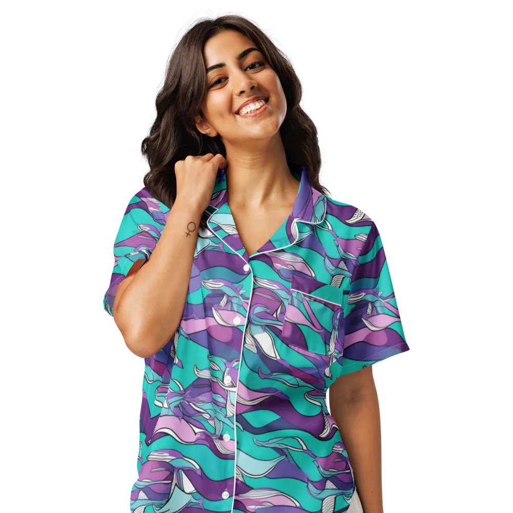 Neon Migrations on Women's Short Sleeve Pajama Top — Front