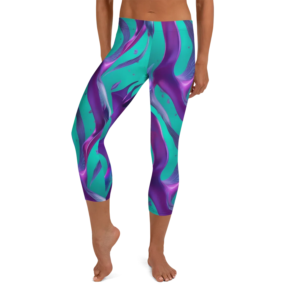 Deep-sea Ribbons on Capri Leggings — Front
