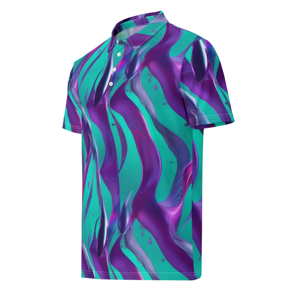 Deep-sea Ribbons on Men's Slim Fit Polo Shirt — Left Front