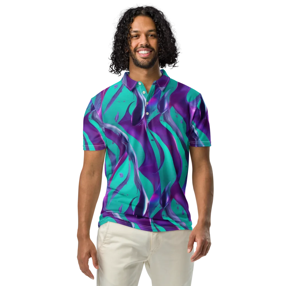 Deep-sea Ribbons on Men's Slim Fit Polo Shirt — Front