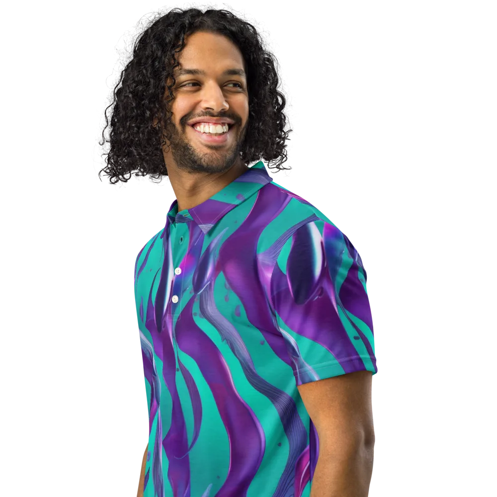 Deep-sea Ribbons on Men's Slim Fit Polo Shirt — Left Front