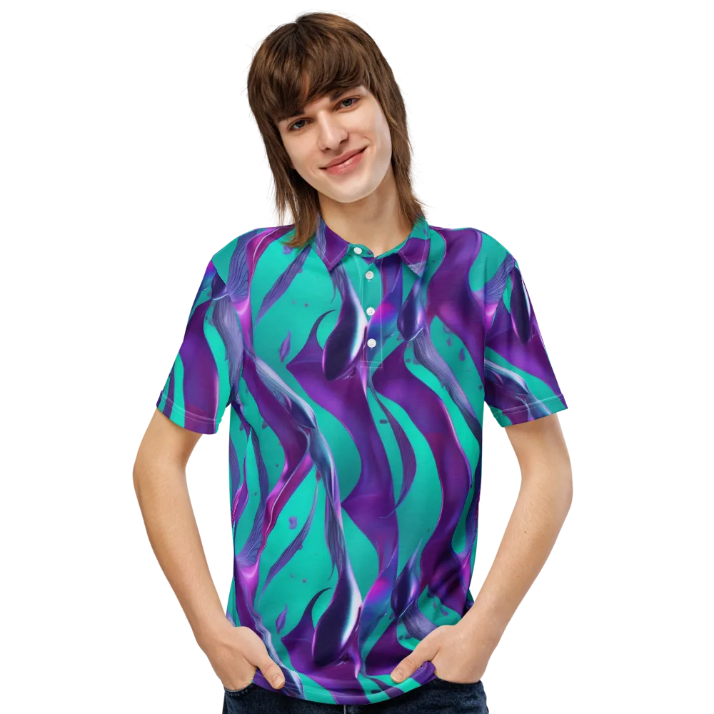 Deep-sea Ribbons on Men's Slim Fit Polo Shirt — Front
