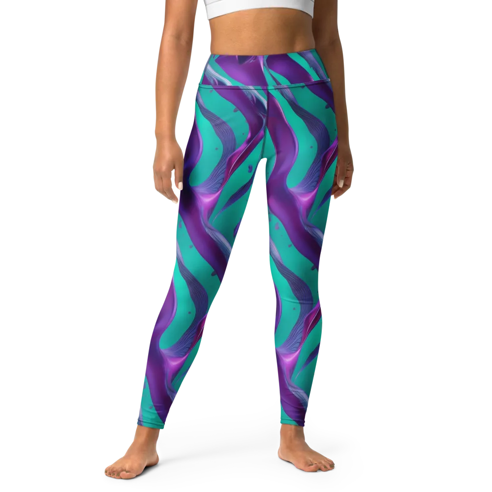 Deep-sea Ribbons on Yoga Leggings — Front