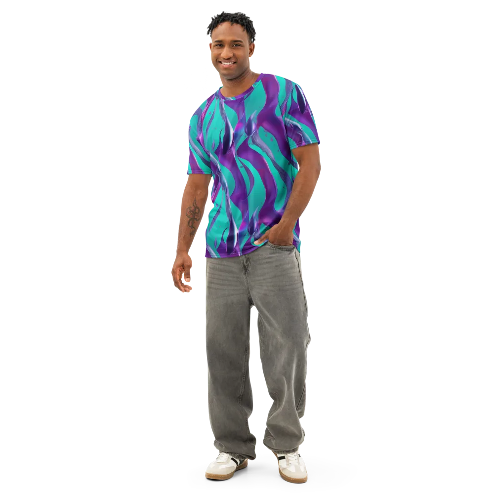Deep-sea Ribbons on Men's Cotton Crew Neck T-Shirt — Front