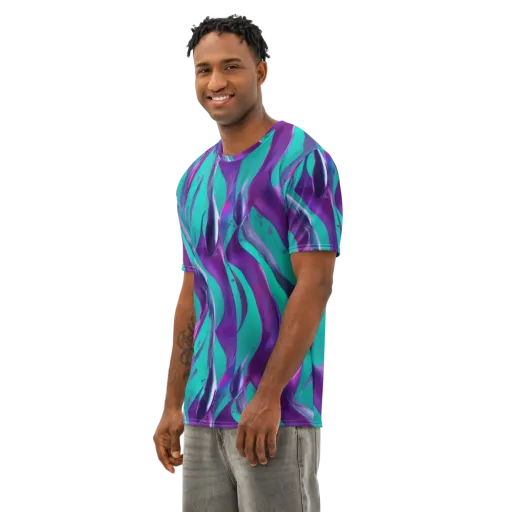 Deep-sea Ribbons on a Men's Cotton Crew Neck T-Shirt
