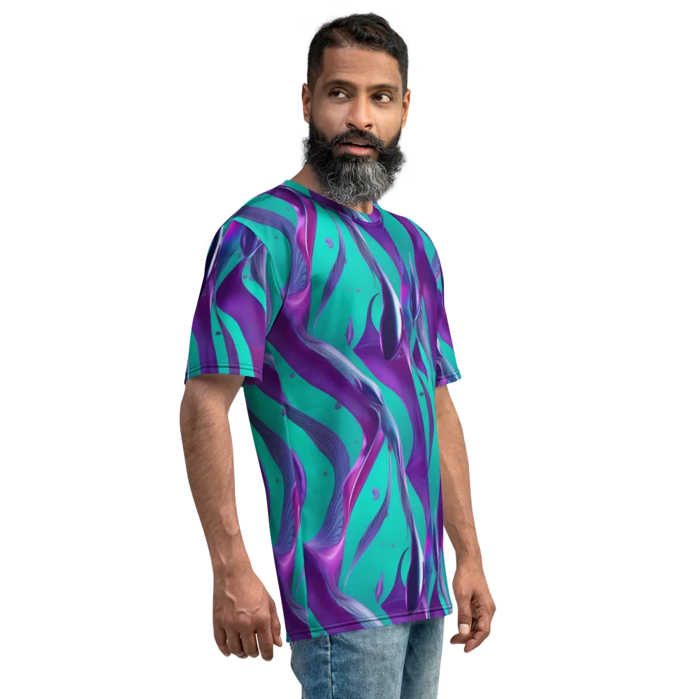 Deep-sea Ribbons on Men's Crew Neck T-Shirt — Right