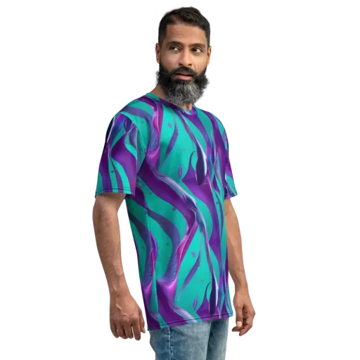 Deep-sea Ribbons on a Men's Crew Neck T-Shirt