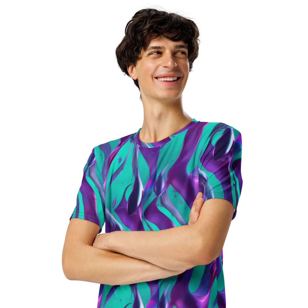 Deep-sea Ribbons on Men's Crew Neck T-Shirt — Left Front