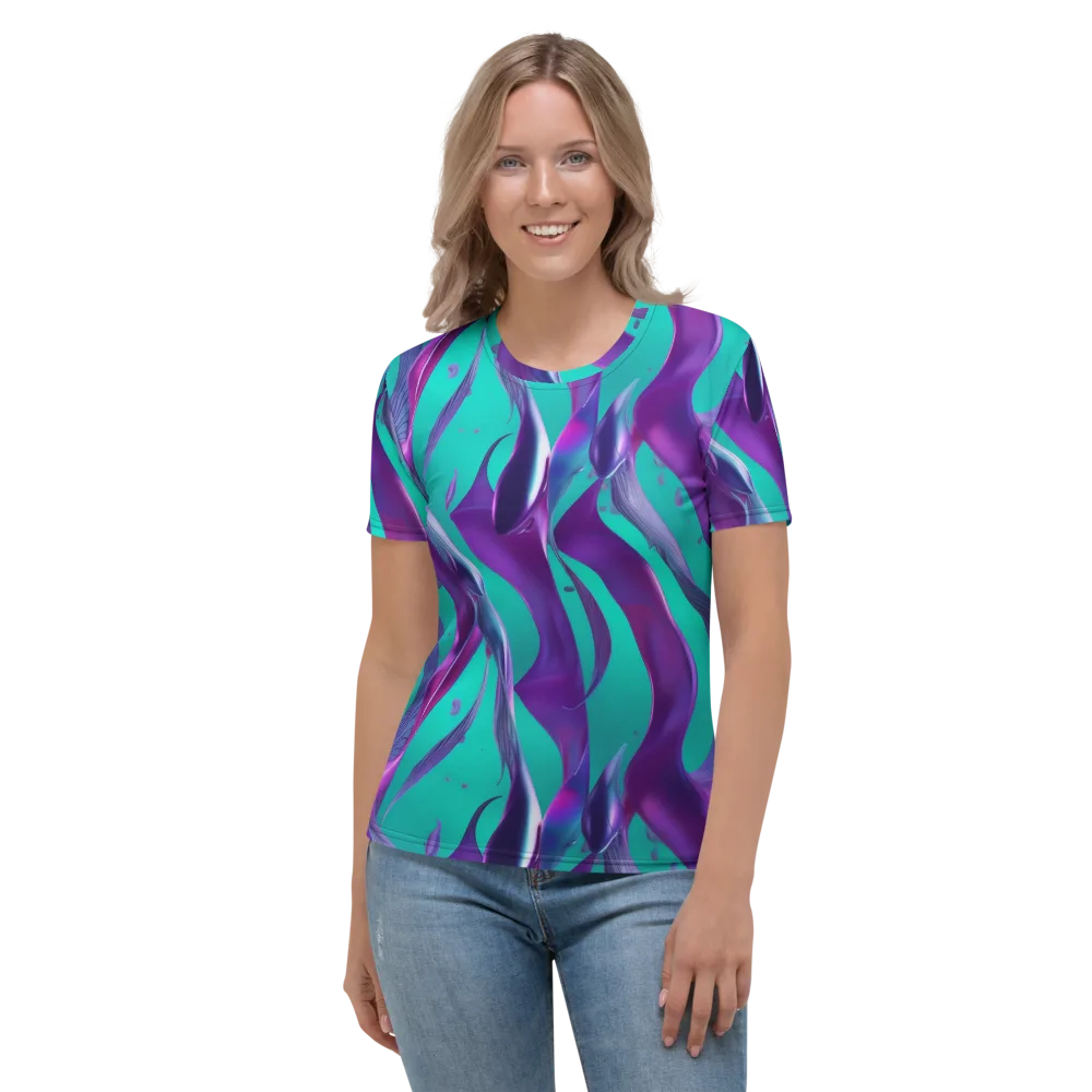 Deep-sea Ribbons on Women's Crew Neck T-Shirt — Front