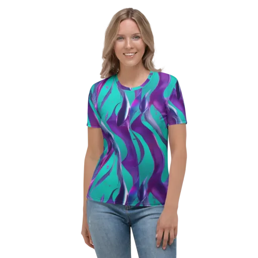 Deep-sea Ribbons on a Women's Crew Neck T-Shirt