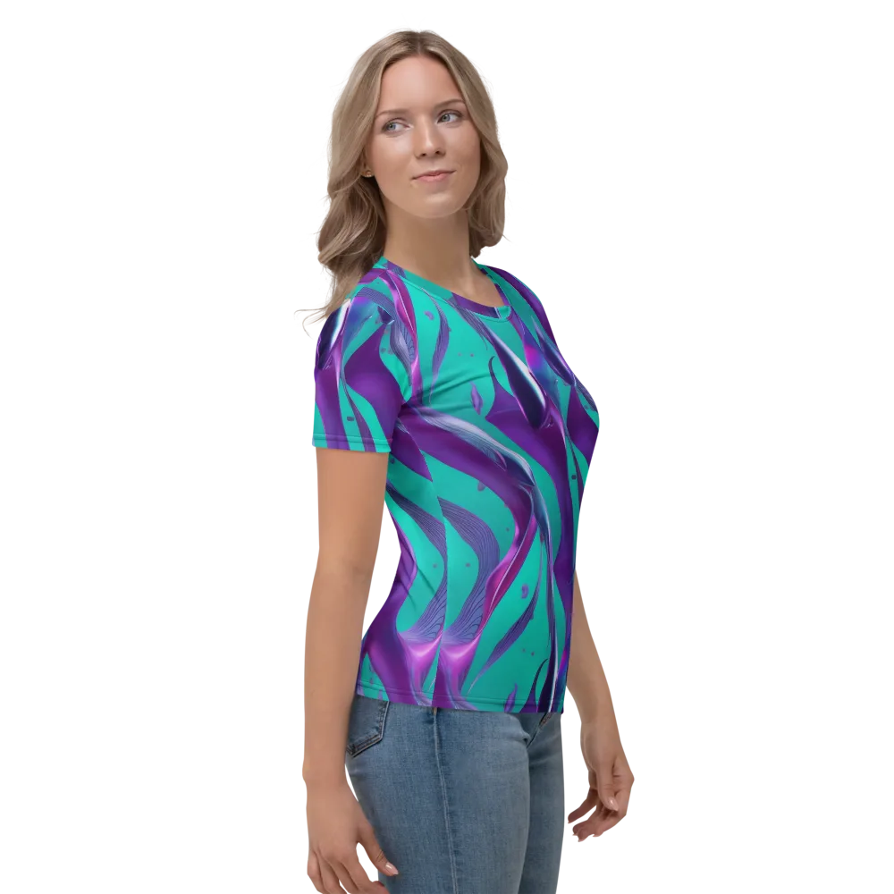 Deep-sea Ribbons on Women's Crew Neck T-Shirt — Right