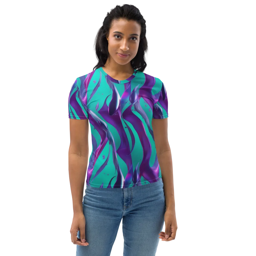 Deep-sea Ribbons on Women's Crew Neck T-Shirt — Front