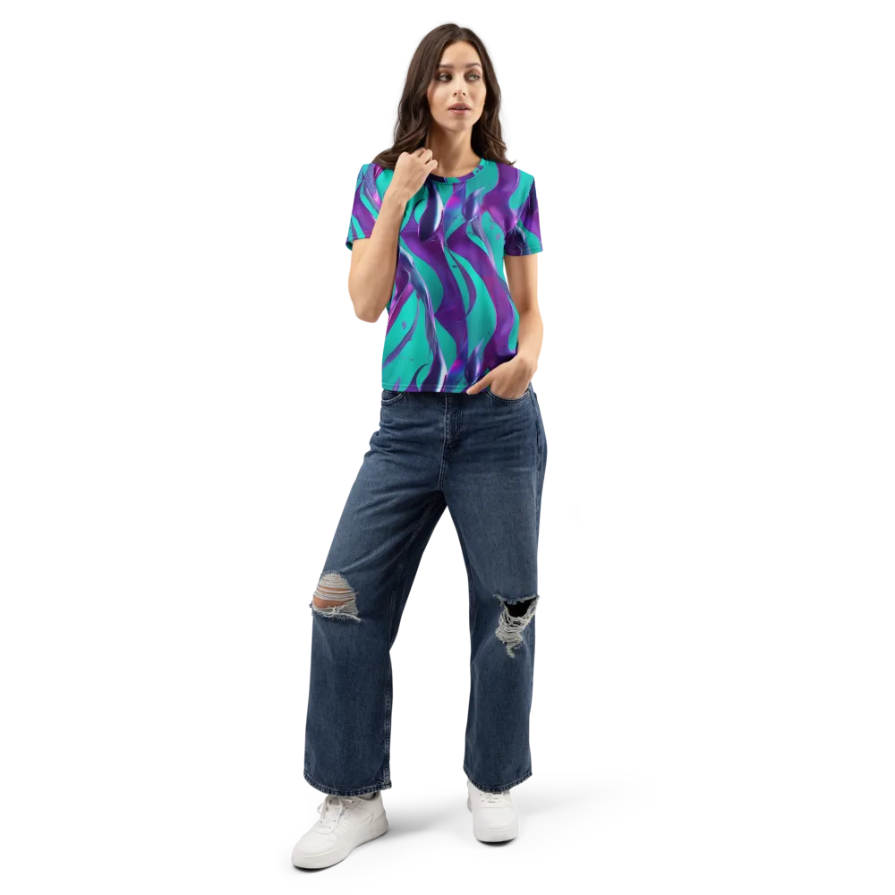 Deep-sea Ribbons on Women's Crew Neck T-Shirt — Front
