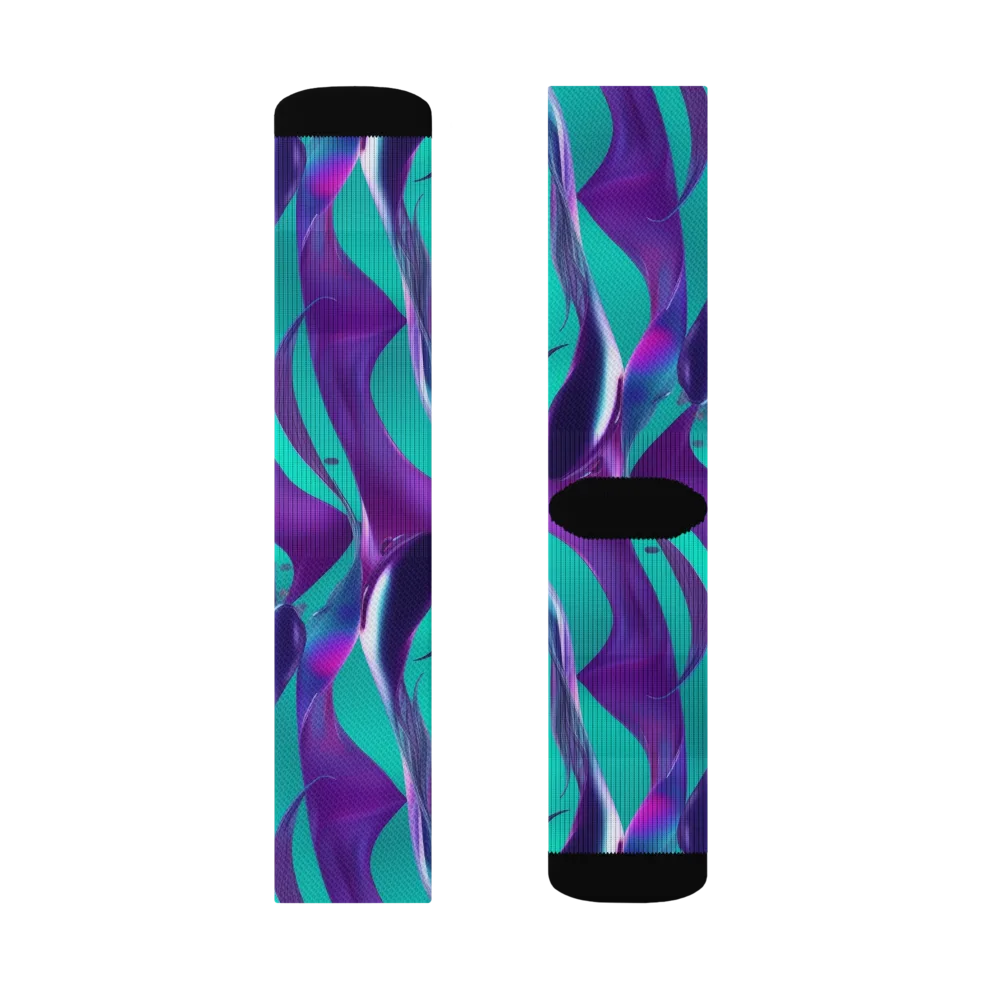Deep-sea Ribbons on Socks — Left Sock