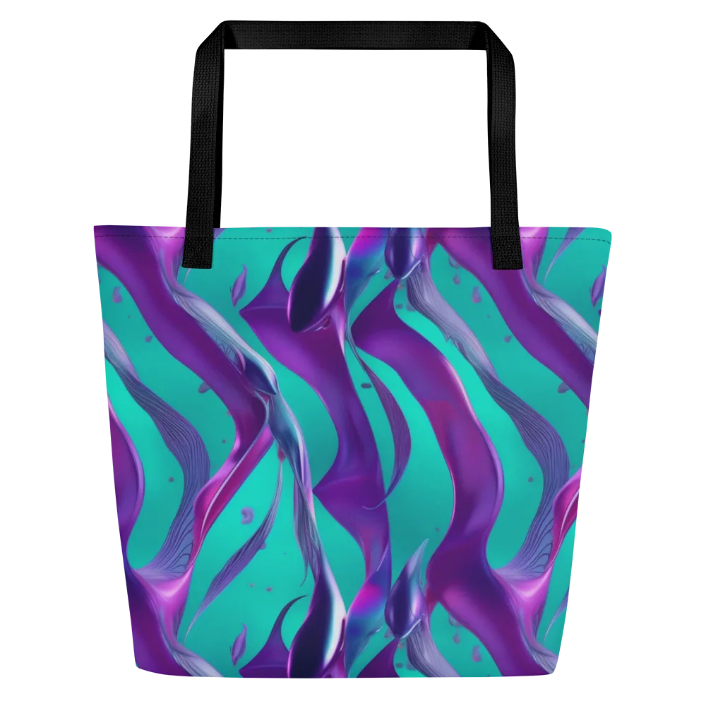 Deep-sea Ribbons on Large Tote Bag W/ Pocket — Front