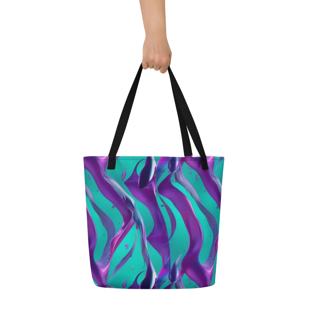 Deep-sea Ribbons on Large Tote Bag W/ Pocket — Front