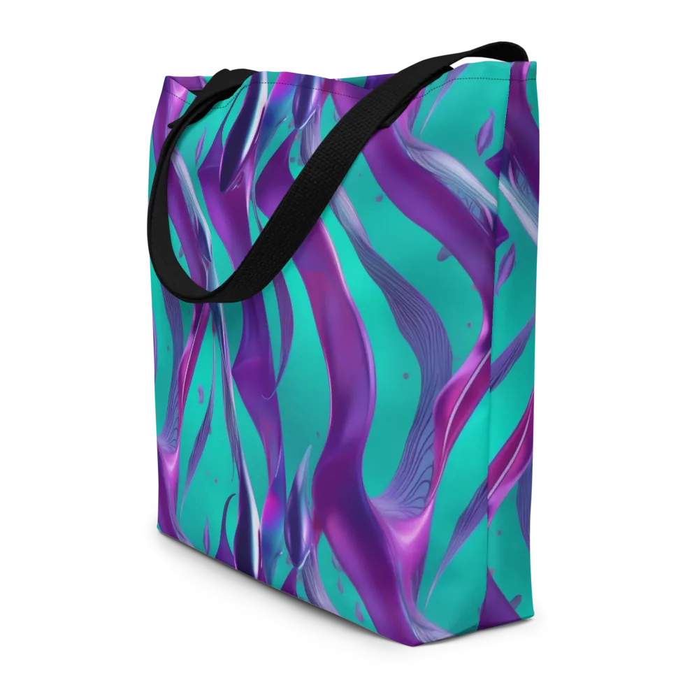 Deep-sea Ribbons on Large Tote Bag W/ Pocket — Front