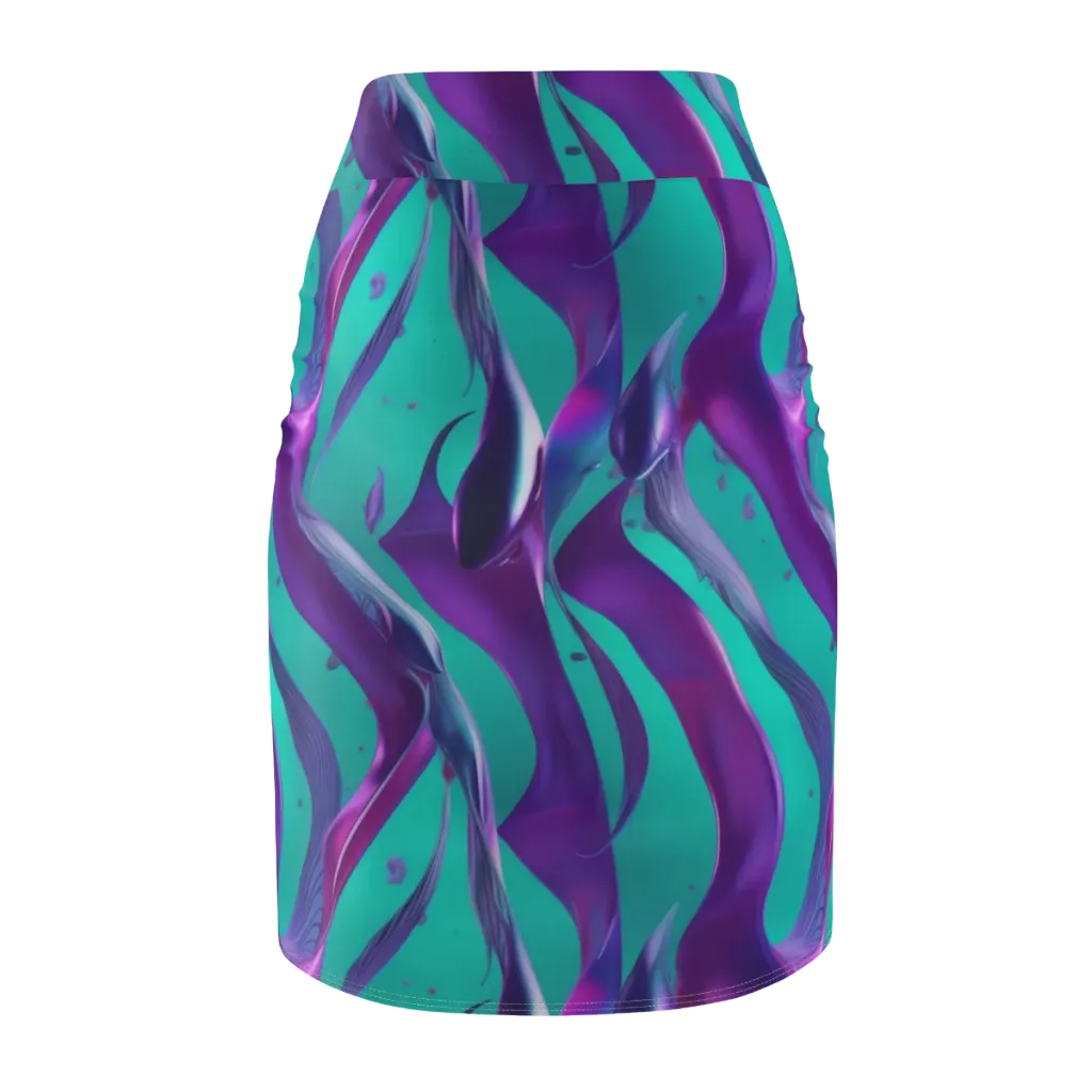 Deep-sea Ribbons on Pencil Skirt — Back