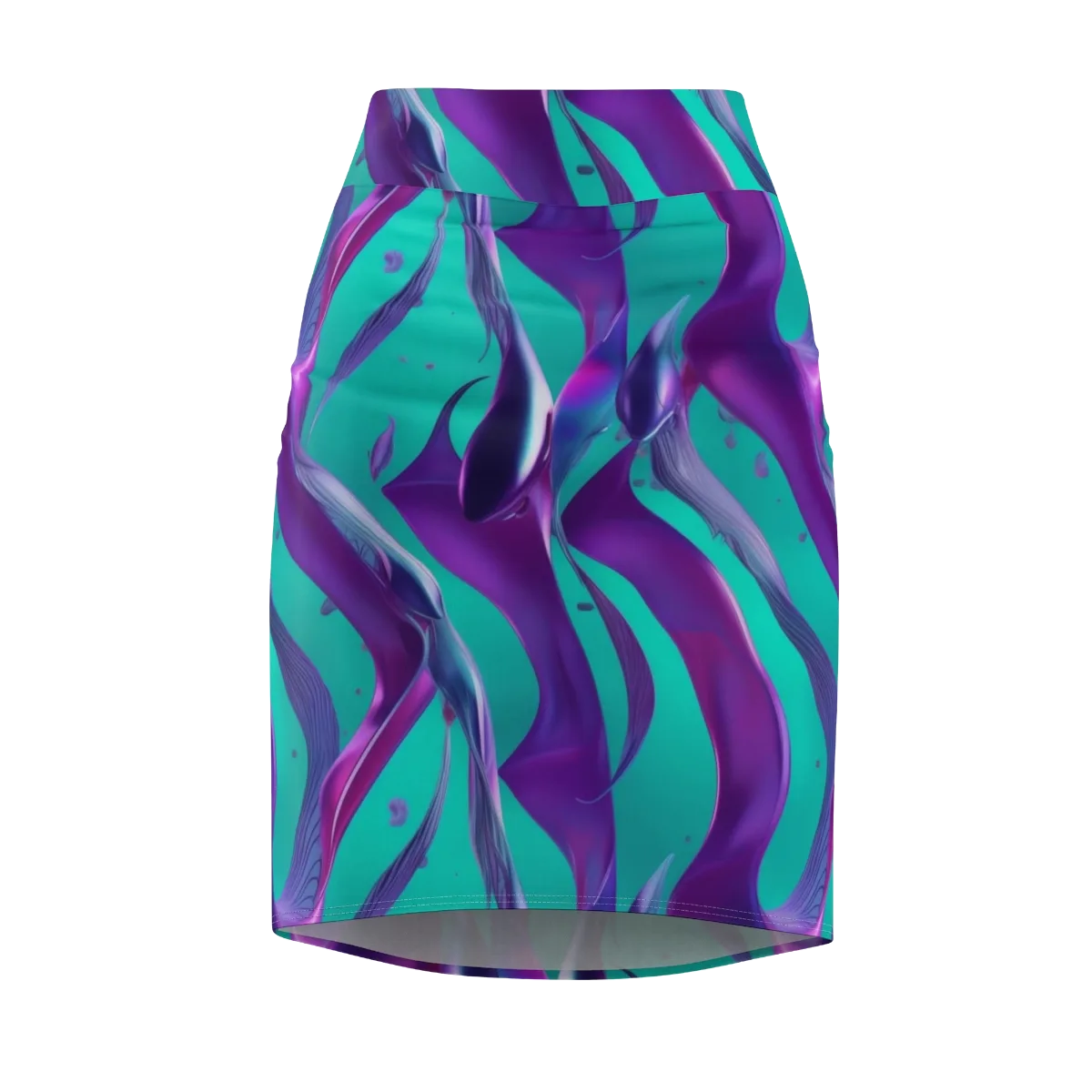 Deep-sea Ribbons on Pencil Skirt — Front