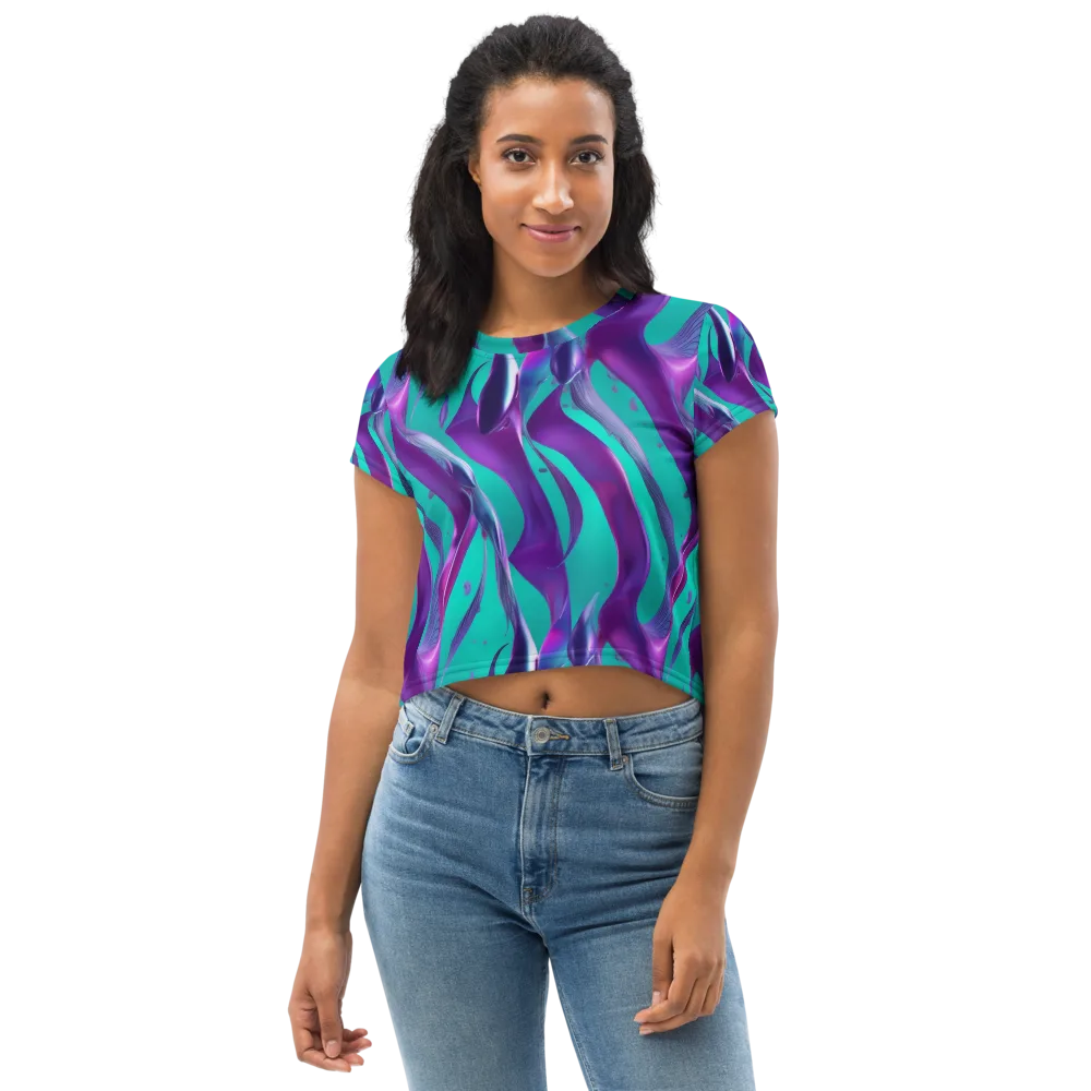 Deep-sea Ribbons on Crop Tee — Front
