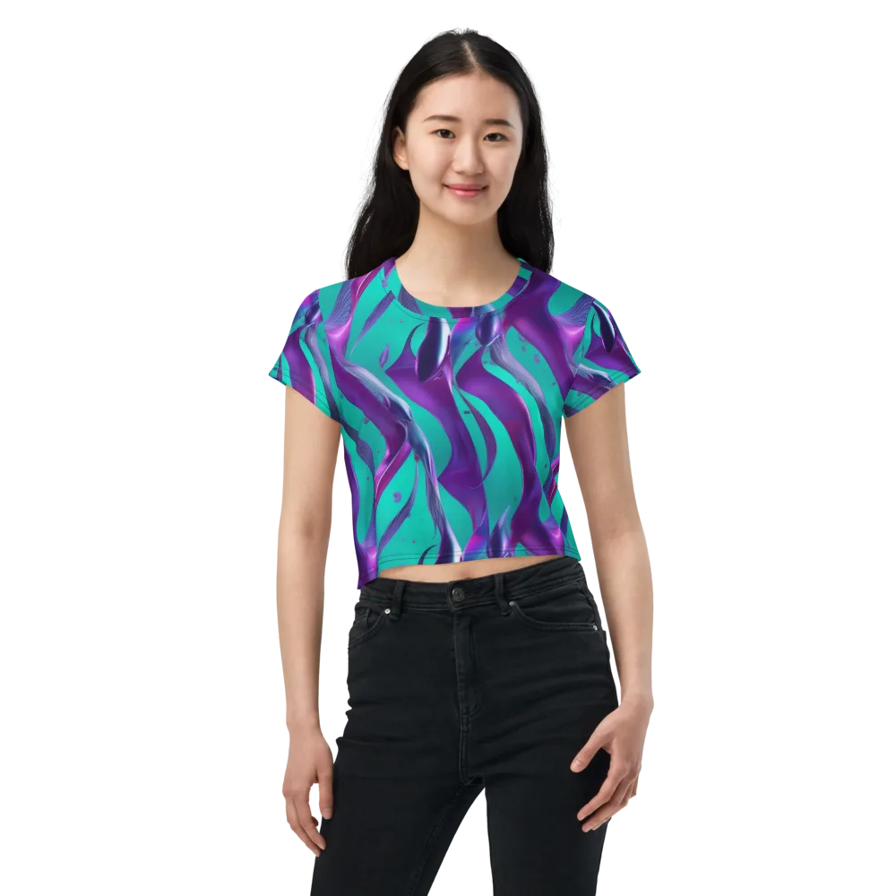 Deep-sea Ribbons on Crop Tee — Front