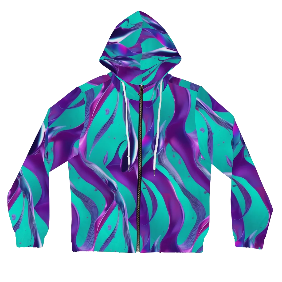 Deep-sea Ribbons on Women's Full-Zip Hoodie — Front