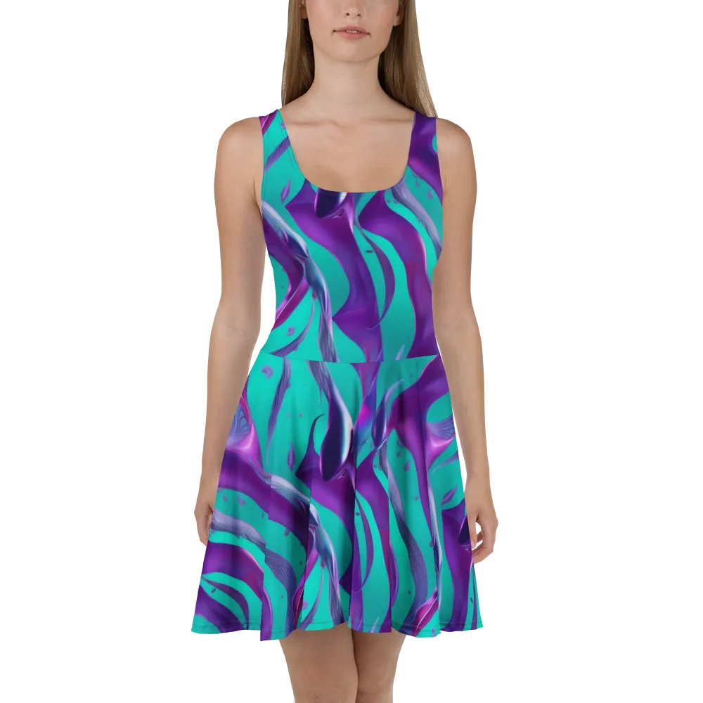 Deep-sea Ribbons on Skater Dress — Front