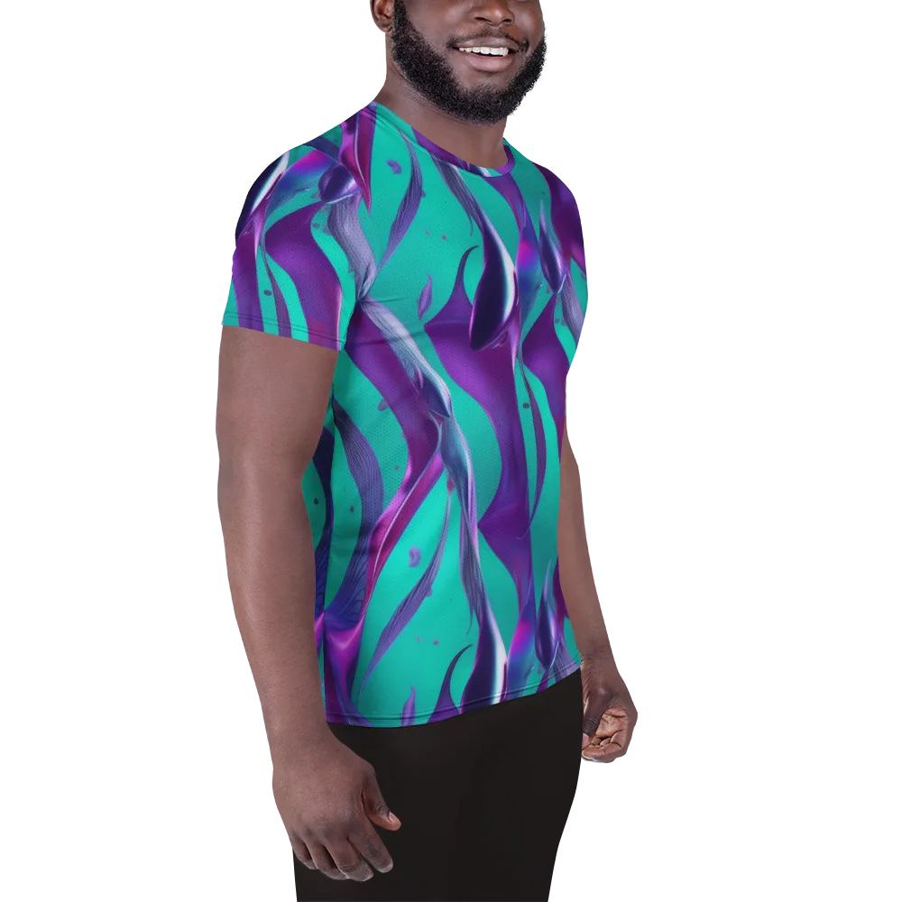 Deep-sea Ribbons on Men's Athletic T-Shirt — Right