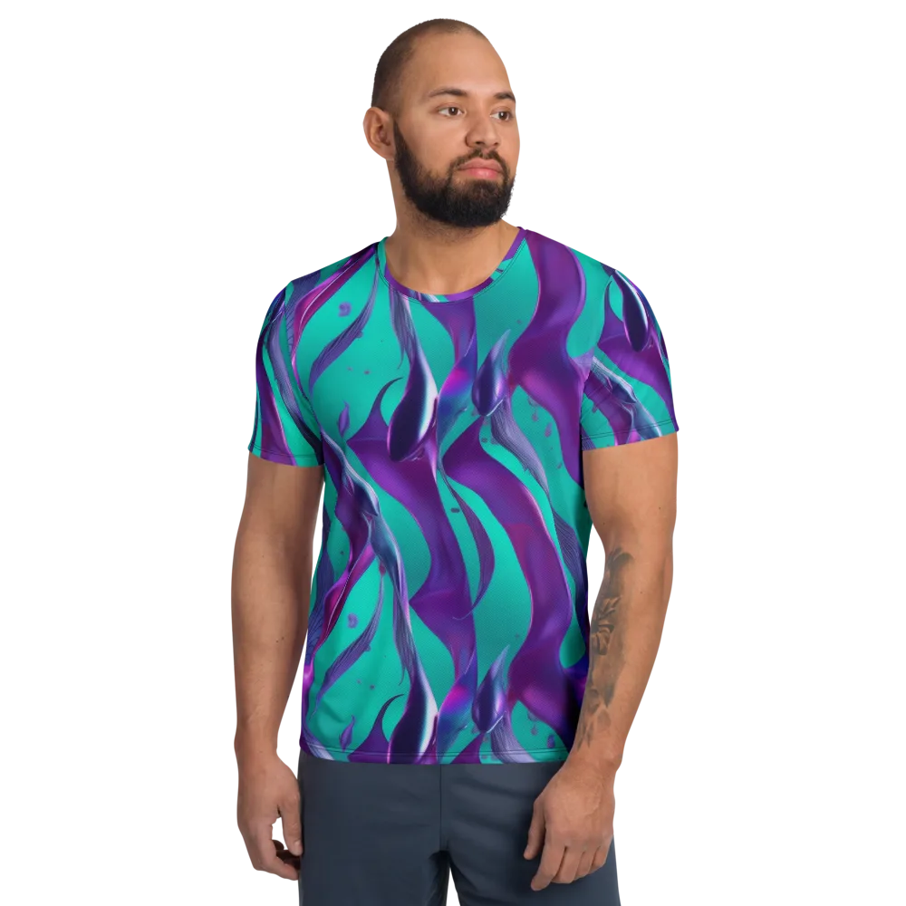 Deep-sea Ribbons on Men's Athletic T-Shirt — Front