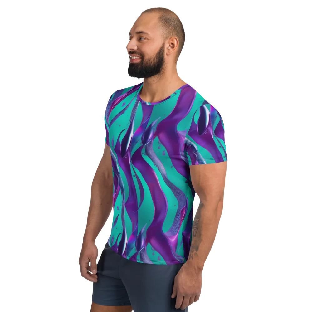 Deep-sea Ribbons on Men's Athletic T-Shirt — Left