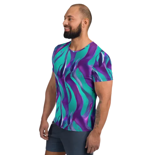 Deep-sea Ribbons on a Men's Athletic T-Shirt