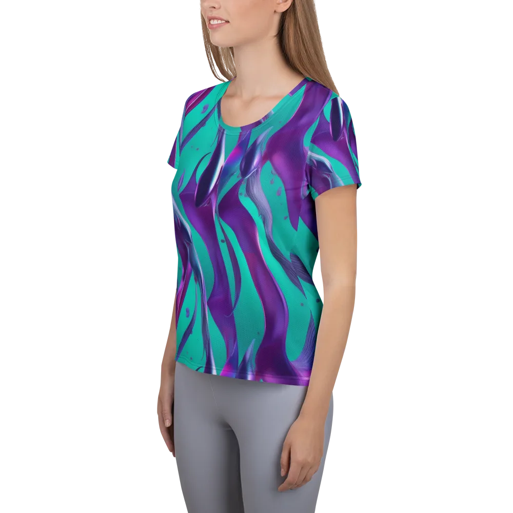 Deep-sea Ribbons on Women's Athletic T-Shirt — Left